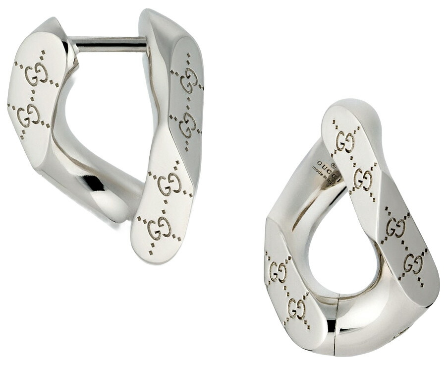 GUCCI グッチ フープピアス Gモチーフ シルバー 925刻印 両耳 GUCCI グッチ ピアス フープ シルバー925 シンプル アクセサリー