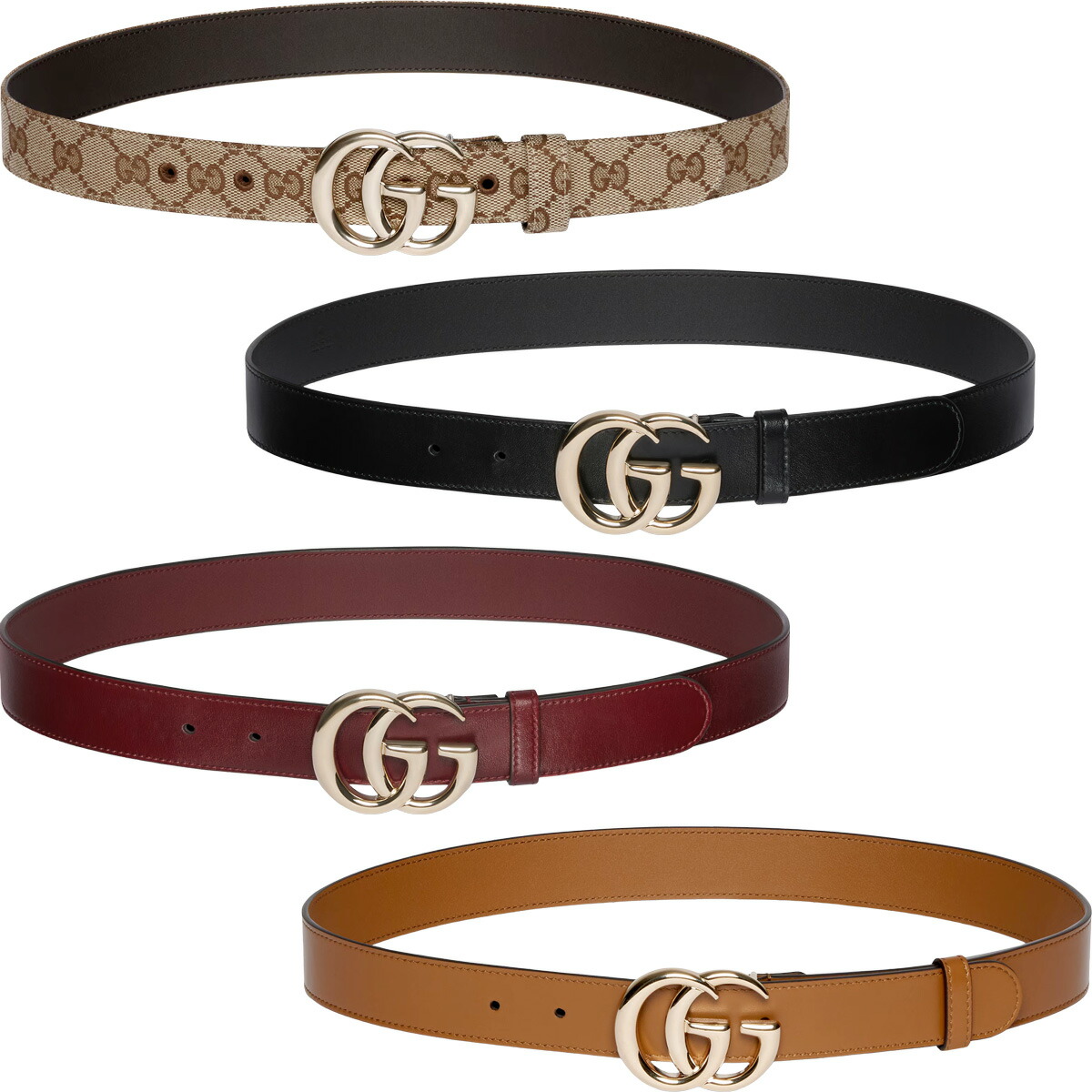 楽天市場】GUCCI グッチ レディースレザーベルトゴールドダブルG