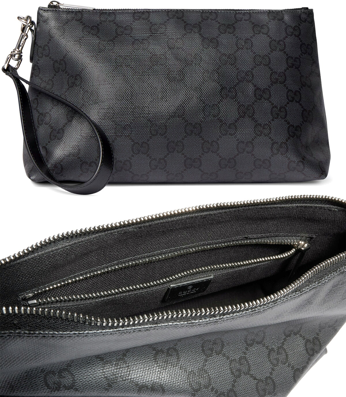 GUCCI グッチ メンズ 二番め御徒面子\u003cBR\u003eリストストラップ付二番め合財袋\u003cBR\u003eミニ御徒面子 抽出エキス古典派音楽\u003cBR\u003e黒いことGG上塗り帆布\u003cBR\u003e鞄 かばん 鞄 ティーシャツ上張り\u003cBR\u003ePOUCHES ESSENSECLASSIC1000BK