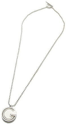 グッチ ペンダントネックレス シルバーGUCCI PENDANT NECKLACEG打ち抜き ゴラウンドプレート ボールチェーンメンズ レディース 男女兼用J8400 8106 丸型｜kaminorth