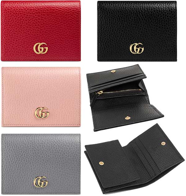 GUCCI グッチ 2つ折り カードケース GGマーモント レザー ブルー 中古+