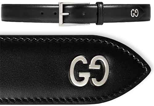 GUCCI グッチブラック カーフレザーベルトGGアイコンロゴ1000BK2140DBR