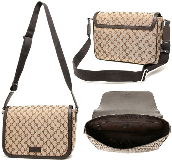 GUCCI　メッセンジャーバック　GG柄　キャンバス　ベージュ　大容量　A4可 GUCCI メッセンジャーバック GG柄 キャンバス ベージュ 大容量 A4可