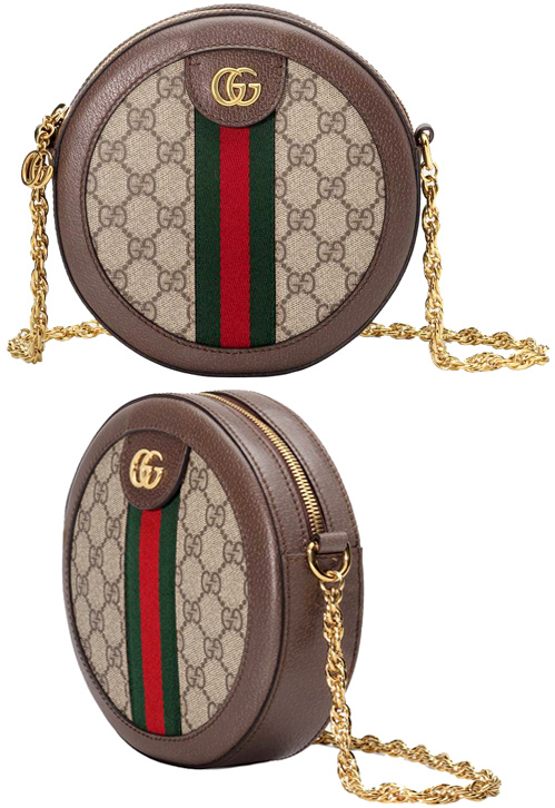 【楽天市場】GUCCI グッチ ポシェットレザータブゴールドダブルGロゴチェーンショルダーストラップ付きラウンドミニバッグ オフィディア