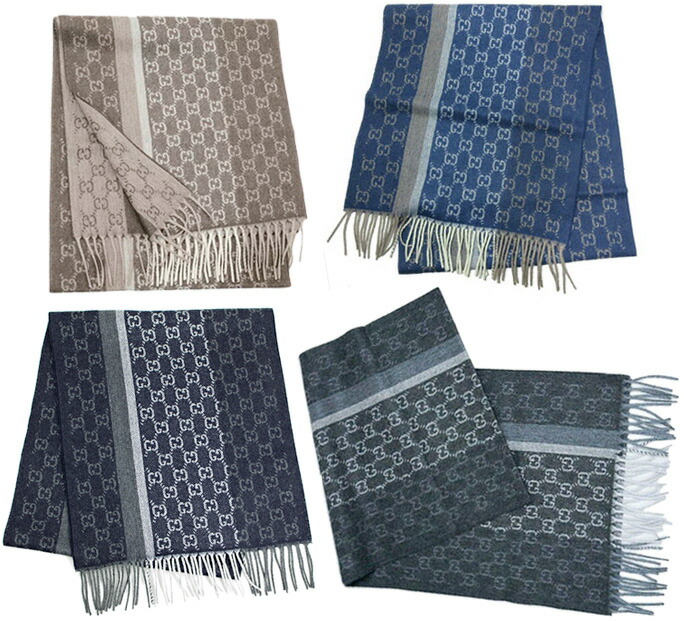 楽天市場】GUCCI グッチ マフラーGG柄 ウェブラインエンドグレー