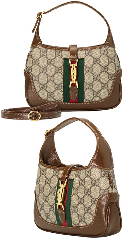 GUCCI グッチ 2WAYハンドバッグ ミニバッグショルダーバッグ クロスボディバッグGGスプリームキャンバスベージュ×ブラウングリーン×レッドウェブストライプジャッキー1961 ブラウンレザー トリム鞄 カバン かばん8565BEBR PORCHSHOULDERBAG|kaminorth