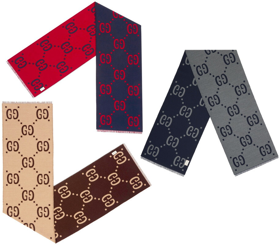 楽天市場】GUCCI グッチ マフラーGG柄 ウェブラインエンドグレー