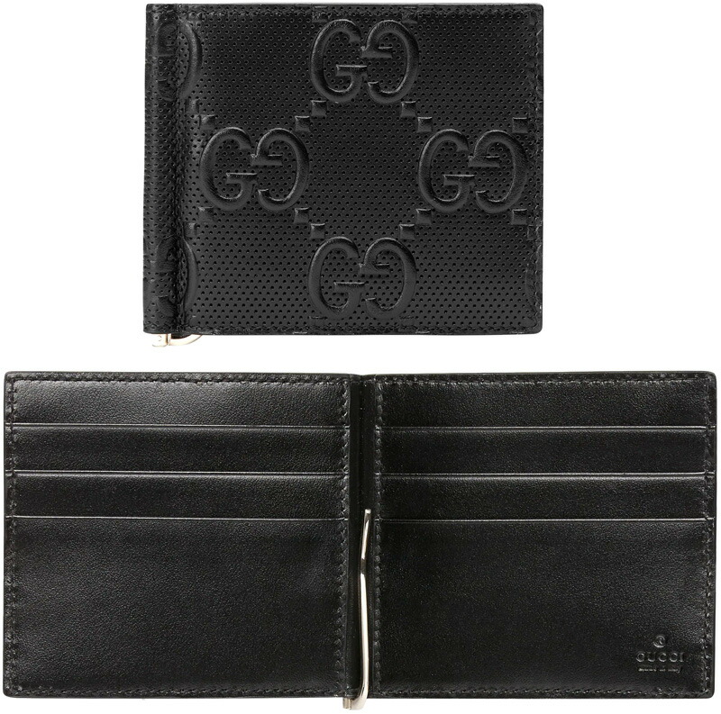 新品同様　グッチ　シマ　カーフレザー ネイビー マグネット式 マネークリップ GUCCI グッチ マネークリップ メンズ キャット ヘッド モチーフ