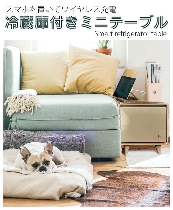 新生活の一人暮らしに リビングテーブル冷蔵庫3WAYステルス家電 スライド1ドア 冷蔵庫付き机 30LiPhoneやスマホ携帯をワイヤレス充電機能付き天板ミントグリーン ピンクベージュ ホワイト ブラック トフィーブラウン温度調整可能|kaminorth