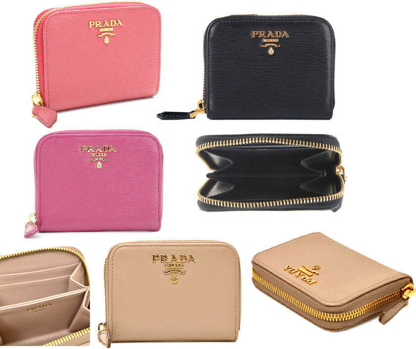 【良品✨】プラダ 金ロゴ コインケース レザー ラウンドファスナー ピンク 箱 楽天市場】PRADA プラダ 小銭入れラウンドファスナーコイン