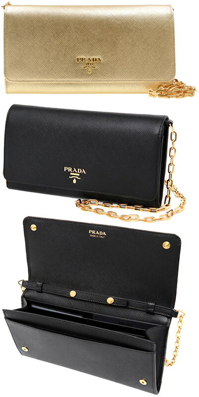 PRADAアイプリントレザー♪チェーンウォレット♪黒×ブルー 楽天市場】PRADA プラダ 長財布 1ML030 QWA レディース L字
