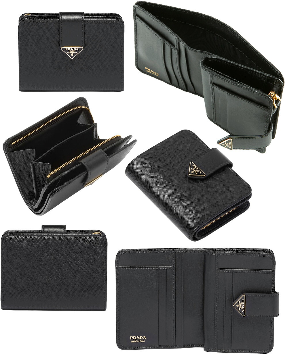 美品 プラダ サフィアーノ 二つ折り財布 レザー レディース PRADA PRADA プラダ 二つ折り財布 サフィアーノ ミニ財布 レディース