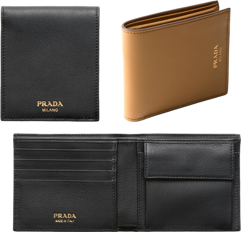 【未使用級/付属品完備/近代モデル】プラダ 二つ折り財布 マネークリップ レザー Amazon | [プラダ] 型押しカーフスキン レザー メンズ 二つ折り