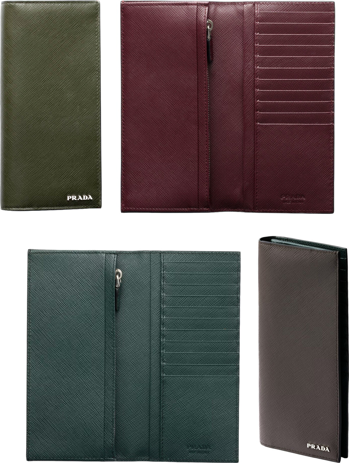 PRADA プラダ メンズ レディース\u003cBR\u003e釣り銭入れ付き添い人二つ折り長金入れ\u003cBR\u003e金属元素ロゴタイプ  サフィアーノカーフレザー\u003cBR\u003e暗然たる薄墨色×エメラルド 暗然たる緑であること×ワインメタルレタリングロゴ SAFFIANO F053KGNWIF0BR0GYEL\u003cBR\u003eサイフ さいふ ウォレット