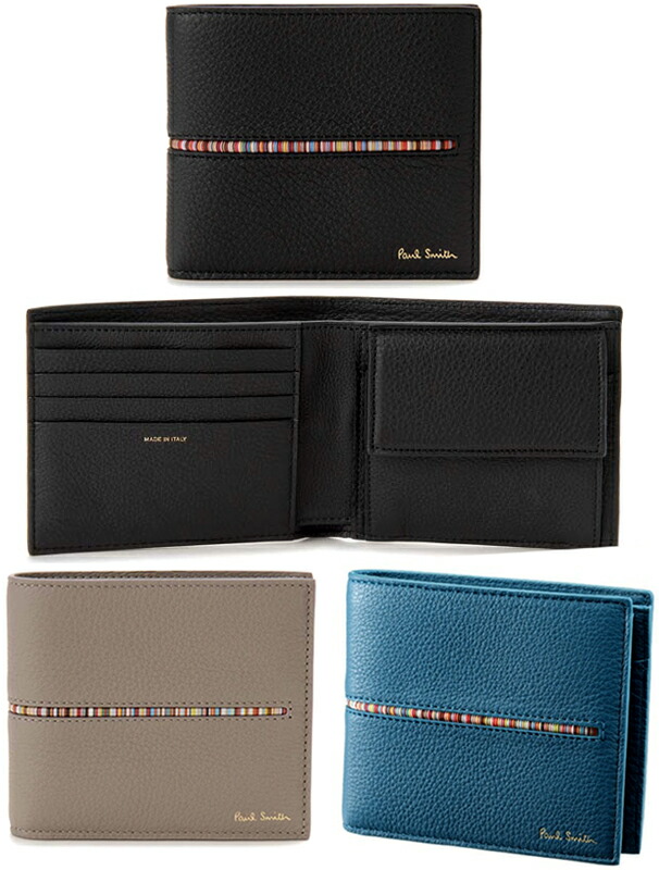 楽天市場 Paul Smith ポールスミスメンズ 小銭入れ付き二つ折財布箔押しロゴ センターマルチストライプライン型押しカーフレザーブラック ティールブルー トーブグレー２つ折り財布 79bk44bl73gyラグジュアリー プレゼントにはコレ Kaminorth