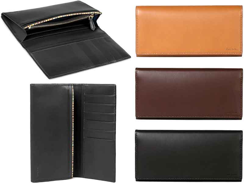 Paul Smith 極点スミス\u003cBR\u003e釣り銭入れ付き添い人二つ折り長がま口\u003cBR\u003eマルチストライプトリミングパイング\u003cBR\u003e黒いこと 幽々たる赤銅色 ともし火赤銅色\u003cBR\u003eエンボスロゴ イタリアンオールドレザー\u003cBR\u003eタンナーGe-fin社製刷り上げるなめし革\u003cBR\u003eロイヤルブルーライニング 二つ折長がま口 財布・ケース-メンズ財布-バッグ・小物・ブランド雑貨