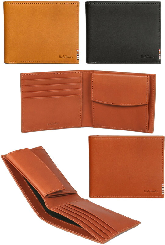 Paul Smith 極点スミス\u003cBR\u003e御釣り入れ付き添い人二つ折り札入れ\u003cBR\u003eエンボスロゴ マルチカラーストライプタブ\u003cBR\u003e黒いこと ブリックブラウン キャメルベージュ\u003cBR\u003eサイドシグネチャーストライプ レザーミニウォレット\u003cBR\u003eレディース メンズ ２つ折札入れ COINBILWALLET メンズ財布-バッグ・小物・ブランド雑貨