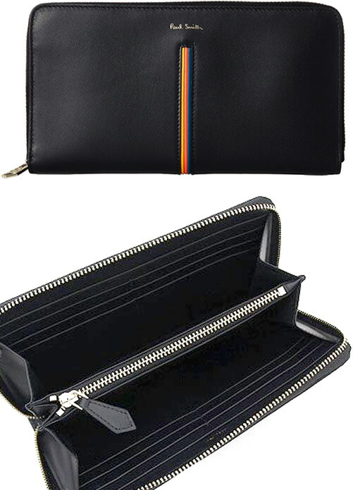 新品 ポールスミス エンボスロゴ ステッチハイライト ラウンドファスナー財布 黒 新品 ポールスミス 箱付 ステッチハイライト エンボスロゴ