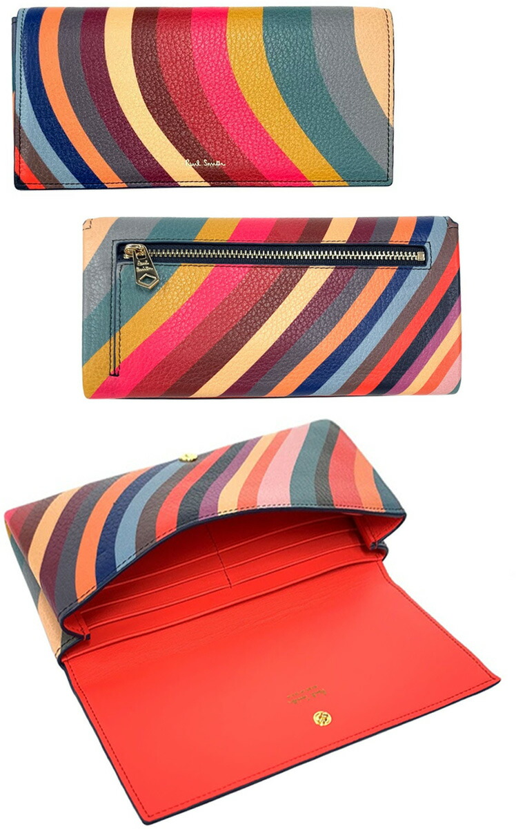 Paul Smith ポールスミス小銭入れ付き2つ折り長財布ラウンドファスナー長財布マーブルプリントマルチカラーレディース ラウンドジップウォレット  サイフMARBLE SRIRLSTRIPE PRINT LONG ZIP PURSE BY | kaminorth