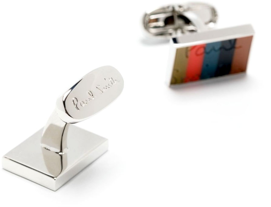 【美品】Paul Smith ポールスミス カフス シルバー マルチカラーゼブラ Brandol / Paul Smith ポールスミス カフスボタン スクエア