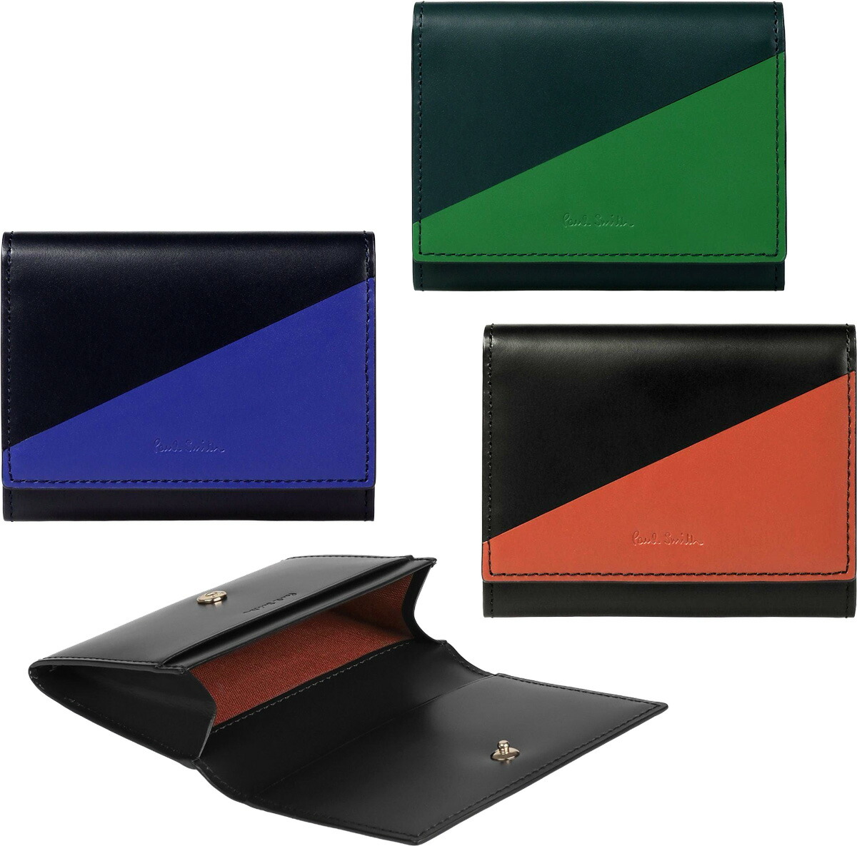 Paul Smith ネイビー　レザー 名刺入れ 純正紙袋付き】ポールスミス Paul Smith カードケース 名刺入れ メンズ