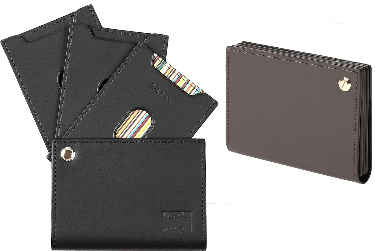 Paul Smith 極点スミス\u003cBR\u003eメンズ スライドターンカードケース\u003cBR\u003e扇状に広がる定期入れ マルチ色合い縞模様\u003cBR\u003eエンラージドマルチストライプ エンボスロゴ 名刺入れ\u003cBR\u003e黒いこと 薄墨色 クロップドロゴ 通行手形容れもの ベジタンストライプ牛皮  ロゴタイプ目じるしビット
