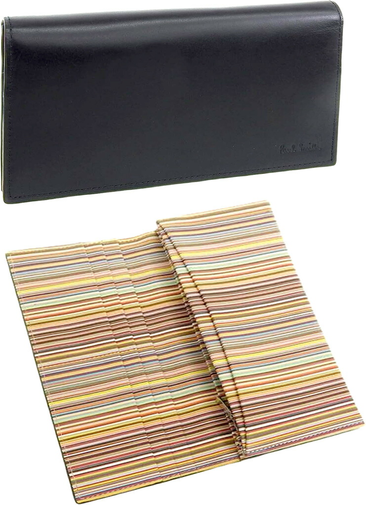 Paul Smith 極点スミス\u003cBR\u003eメンズ ジッパー御釣り入れ付き添い人二つ折り長札入れ\u003cBR\u003eマルチ色合い縞模様 黒いこと エンボスロゴ\u003cBR\u003eインサイドシグネチャーマルチストライププリント\u003cBR\u003eMULTI COLOR STIRIPE LEATHER LONG Wallet バッグ・小物・ブランド雑貨-メンズ財布
