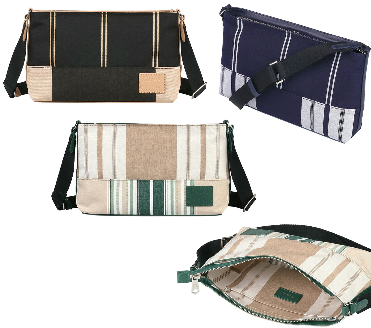 Paul Smith ポールスミス メンズ レディース 斜めがけショルダーバッグ エンボスクロップドロゴタグ ウーブンストライプ カーキアイボリー ネイビー ブラック ミニメッセンジャーバッグ マルチカラーストライプ かばん カバン 鞄 BAG