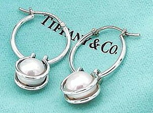 Tiffany&Co.ティファニーパールワイヤーフープピアススターリング シルバー925フレッシュウォーターパール 真珠fresh water pearl pierced earring｜kaminorth