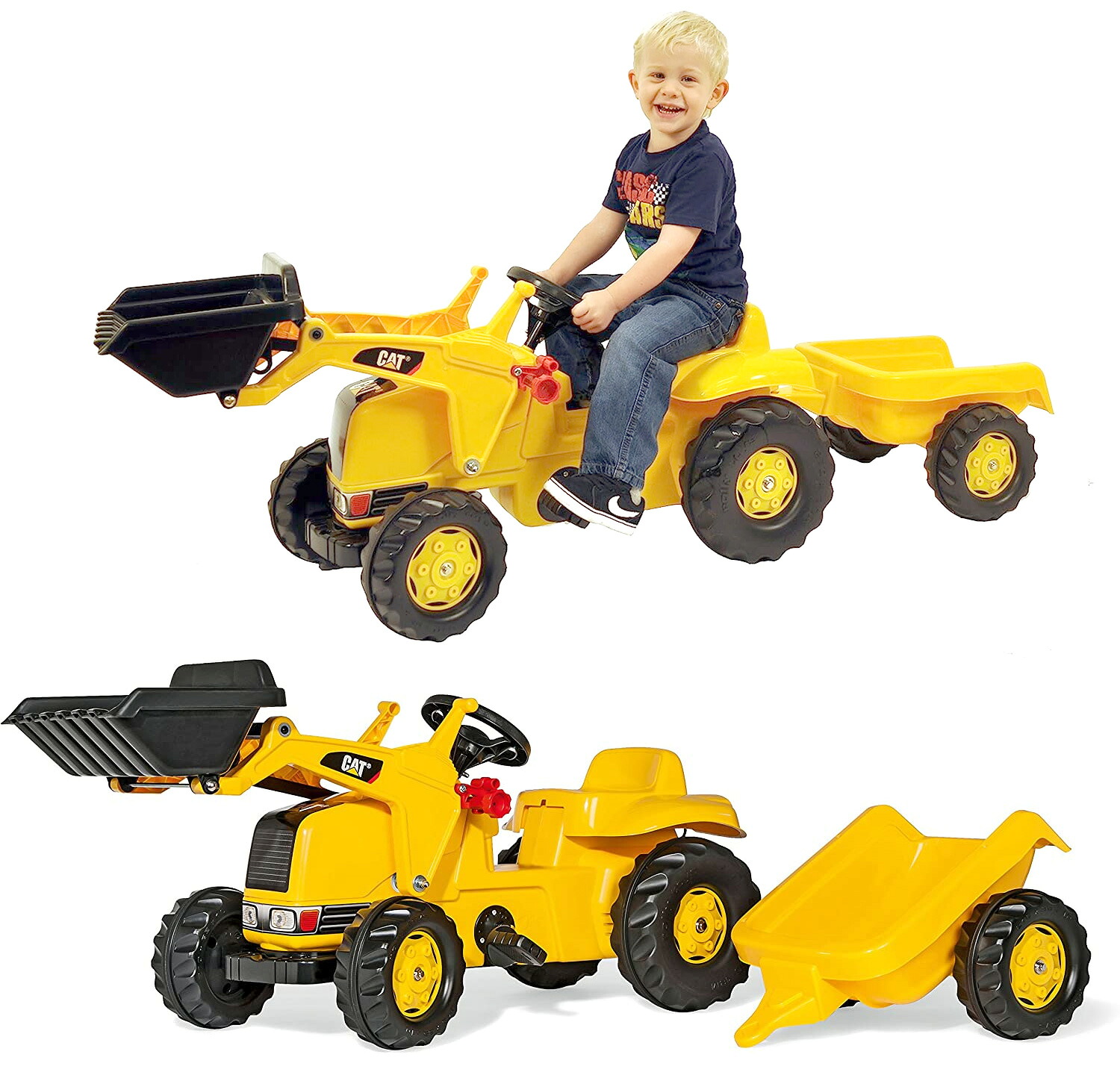 キャタピラードイツ製乗用玩具 トラクターペダルカー 足こぎタイプ ペダルカー 乗り物おもちゃ ロリーキディーローダー イエロー×ブラック バケット操作可能 牽引トレーラー付属 お子様のプレゼントにお勧め おもちゃ ロリートイズ 荷車付き子供用玩具 35,607円