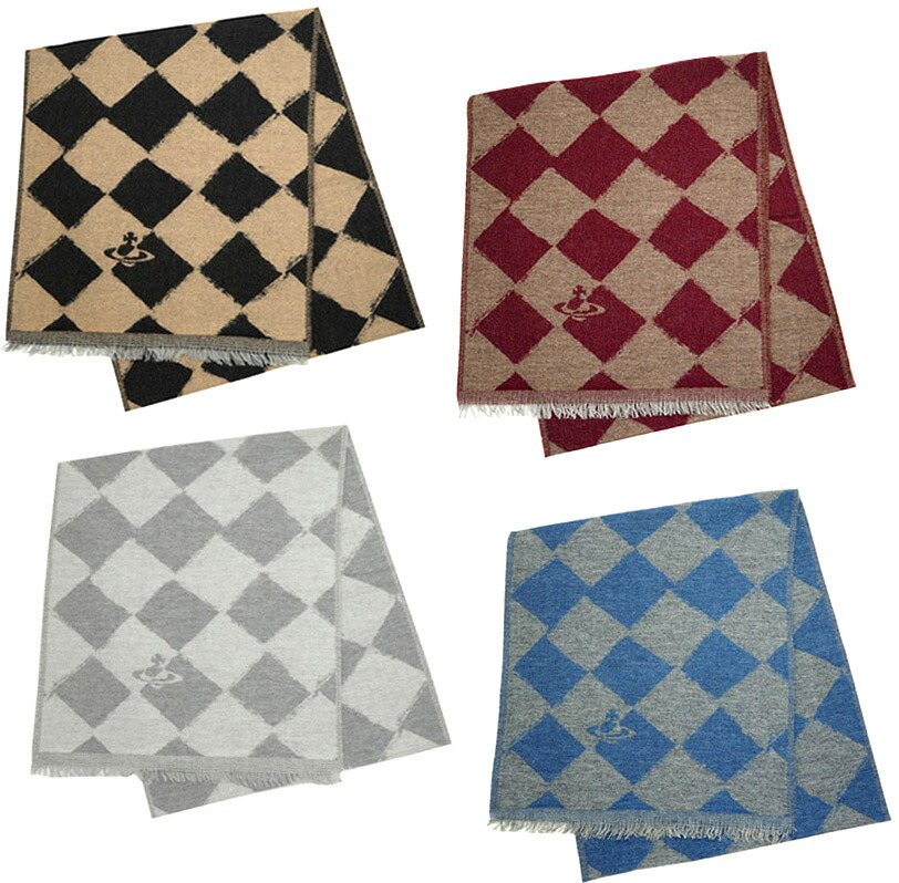 Vivienne Westwood MADE IN Italyヴィヴィアンウエストウッドフリンジ付きマフラーオーブロゴ スカーフエメラルドブルー&times;グレー ワインレッド&times;キャメル ブラック&times;ベージュ ライトグレー&times;グレーストール クリスマスやお祝いの贈り物や誕生日プレゼントに｜kaminorth