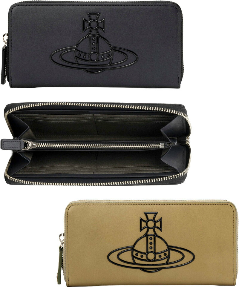 Vivienne Westwood メンズ レディス\u003cBR\u003eヴィヴィアンウエストウッド\u003cBR\u003eラウンドジッパー二つ折り紙入れ黒いこと セイジグリーンベージュ\u003cBR\u003eラバーオーブロゴ ワックスレザーカードウォレットオーヴロゴ２つ折り紙入れ\u003cBR\u003eサイフ コンパクトウォレット