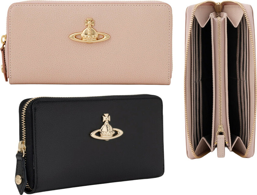 ヴィヴィアン レザー オーブ ウォレット がま口 折り財布 ブラウン デカロゴ Vivienne Westwood ヴィヴィアンウエストウッド 財布 折財布 二