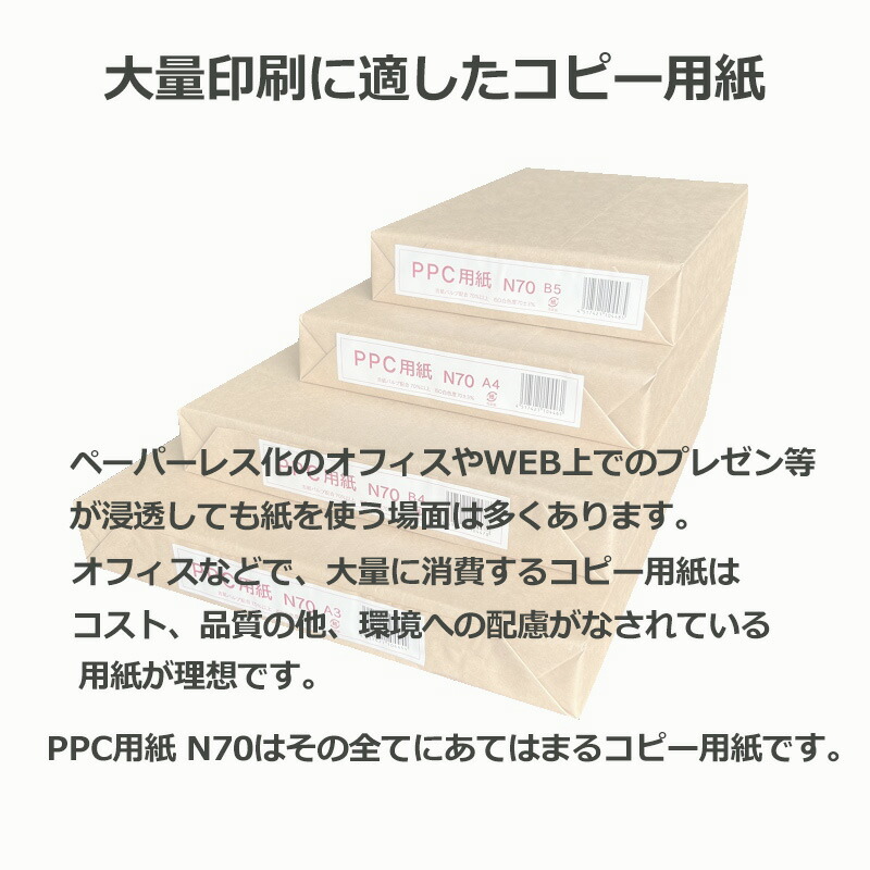 SALE限定350円OFFクーポン 再生コピー用紙 A5 5000枚 コピー用紙 普通紙 紙 ペーパー 印刷用紙 印刷 用紙 再生紙 プリンター用紙  PPC-N70 コピー用紙・印刷用紙