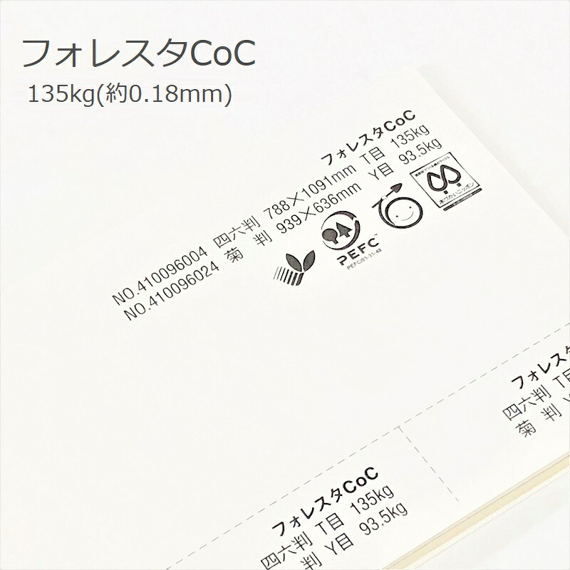 4月最大800円OFFクーポン 【特殊紙】フォレスタCoC 135kg(0.18mm)【ファンシーペーパー 印刷用紙】