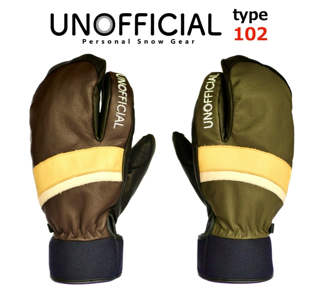 UNOFFICIAL type TRE-102 アンオフィシャル SNOW GLOVE 100% JapanMade 働きかける非対称的色つや 地球儀