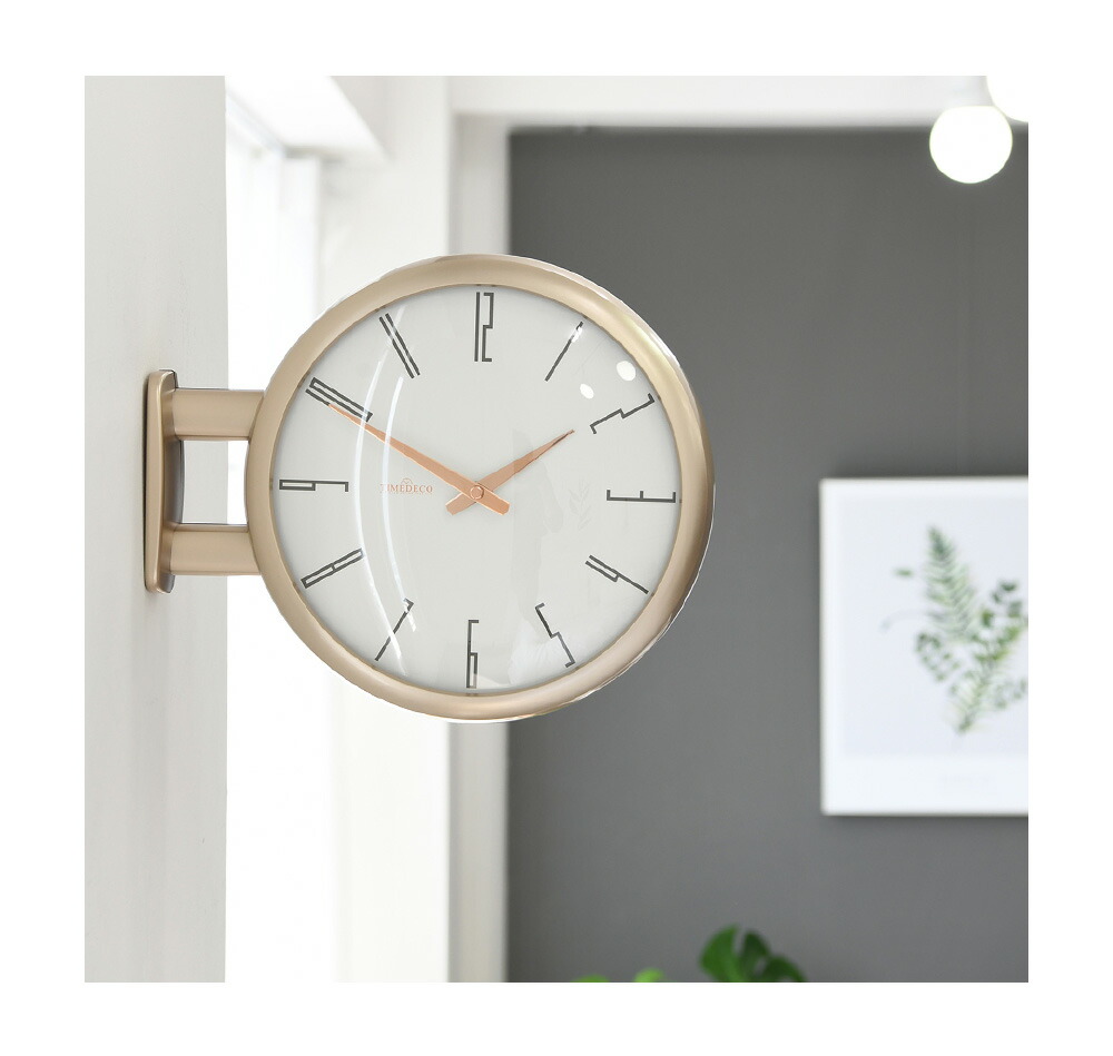 楽天市場】ナチュラルウッド 両面時計 ウェイン 立体 木製 両面壁掛け