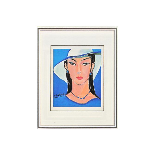パネル　アート額　白い帽子の女　池田満寿夫画｜カナシチ　店