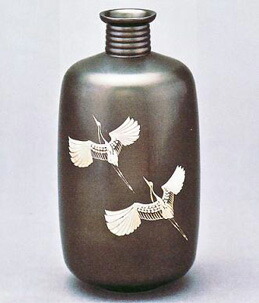 o31-04花器　音羽（双鶴彫金）　青銅製　佐野宏采　刻 【smtb-TK】【送料無料-0726】02P26jul10