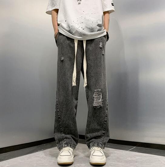 メンズ ボトムス ズボン パンツ デニム ダメージ加工メンズファッション ジーンズ ワイドパンツ
