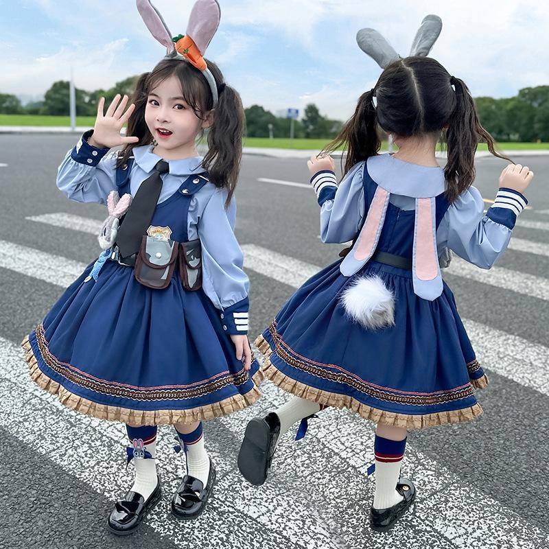 クリ cosplay 仮装 コスプレ ハロウィン ジュディ ホップス 子供用 セット コスプレ衣装キッズ 帽子付き 11点