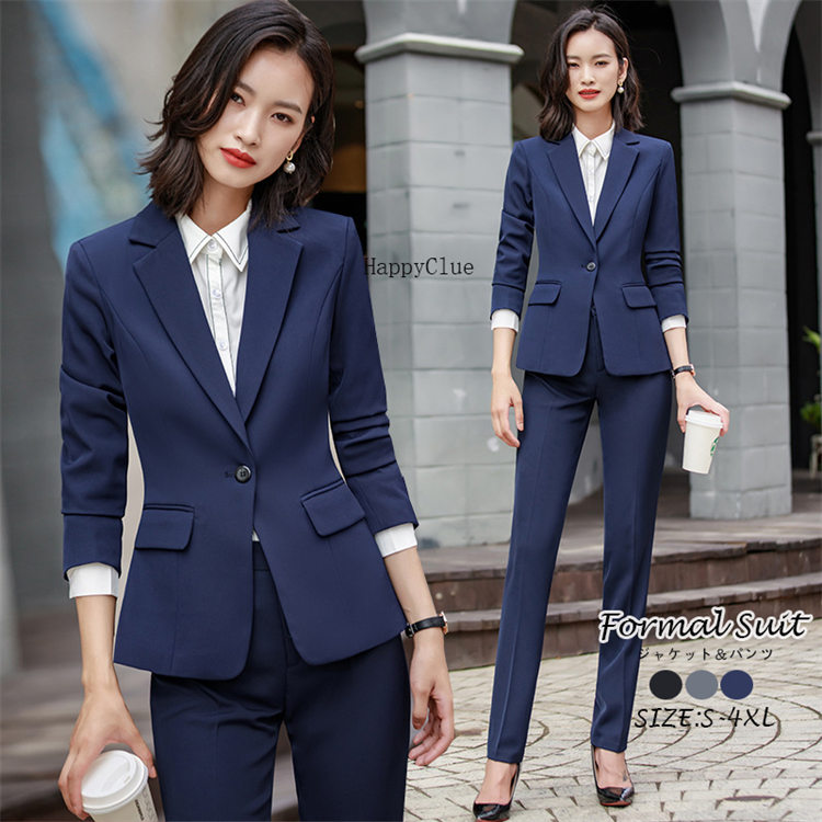 セットアップ 事務服 パンツスーツ ジャケット 2点セット フォーマルスーツ 40代 ママスーツ 卒業式 入学式 レディース ビジネススーツ OL女性 通勤就活 春夏秋冬 長袖 オフィス