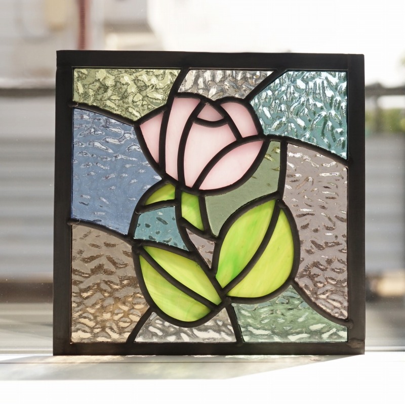 楽天市場】ステンドグラス パネル 住宅用 横縞 二葉 18cm×18cm