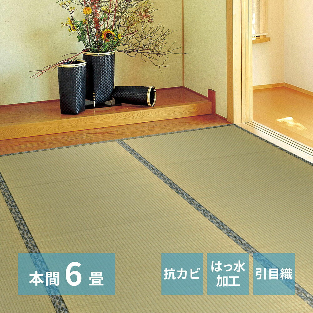 い草カーペット 白馬 本間6畳 286×382cm | い草上敷き 6帖 本間 6畳 上敷き イグサ いぐさ い草 カーペット 撥水 消臭 抗カビ 和室 引目織り 団地 集合住宅 アパート マンション