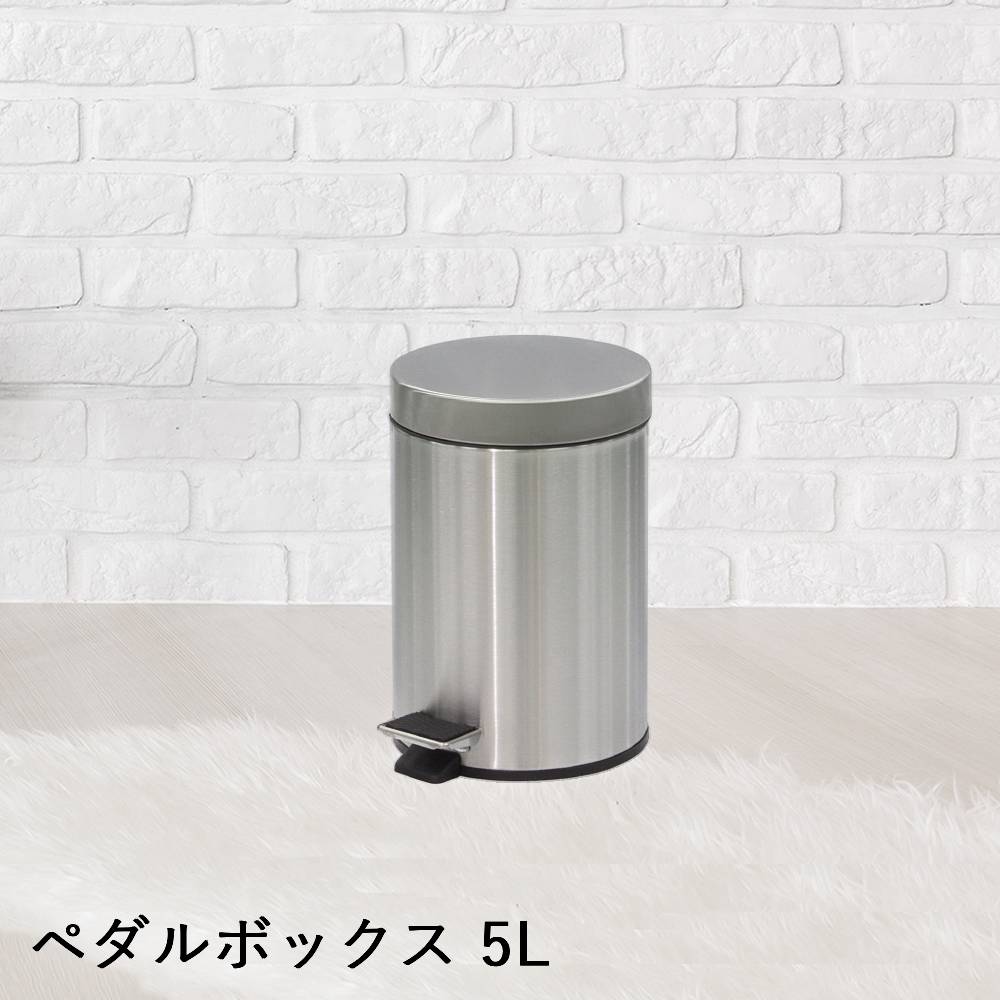 【 法人限定 】 ステンレス製 ペダルボックス 5L DS-238-505-0 TERAMOTO テラモト | ゴミ箱 ふた付き ごみ ゴミ ペール ごみ箱 ごみばこ 蓋付き フタ付き ダストボックス ペダル トラッシュボックス くず入