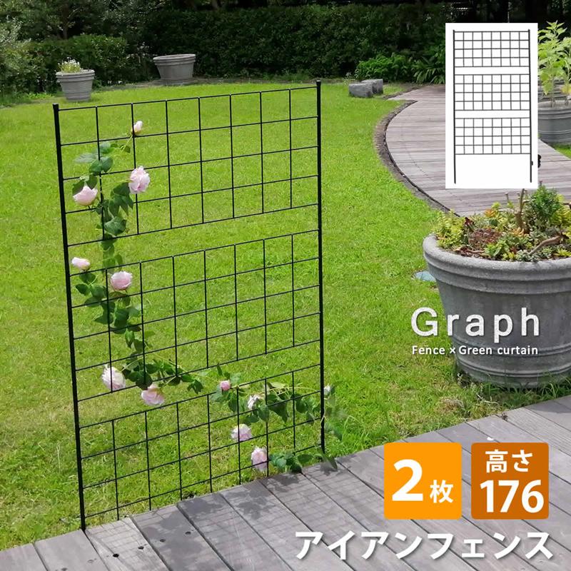 ガーデンフェンス アイアンフェンス DIY 挿し込み式 ハイタイプ 幅88.5 高さ176cm 2枚 グラフ グリーンカーテン