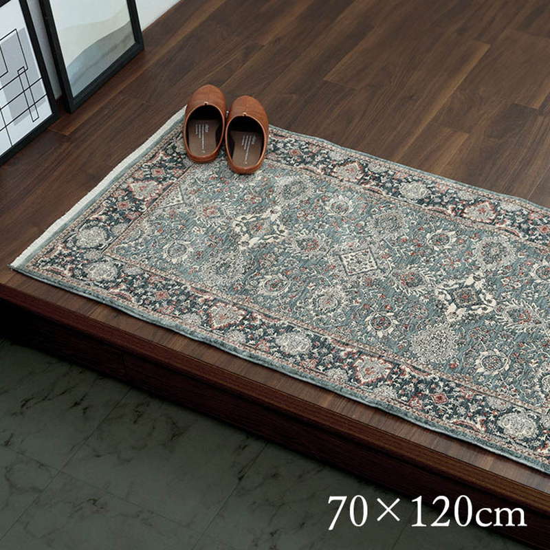 玄関マット ラグマット 屋内 室内用 70x120cm トルコ製 ウィルトン織 クラシカル柄 抗菌防臭 消臭 ソファー前 ベッドサイド|kanaemina