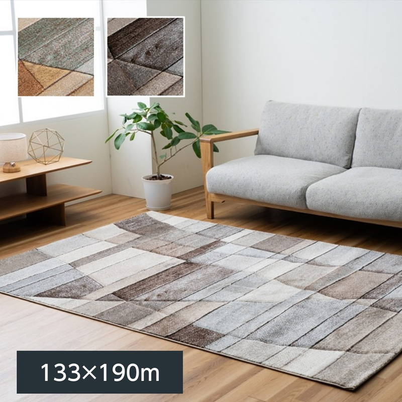 ラグマット ウィルトン織り カーペット ビューネイ 133x190cm トルコ製 モダン ステンドグラス調 敷物 ラグ｜kanaemina