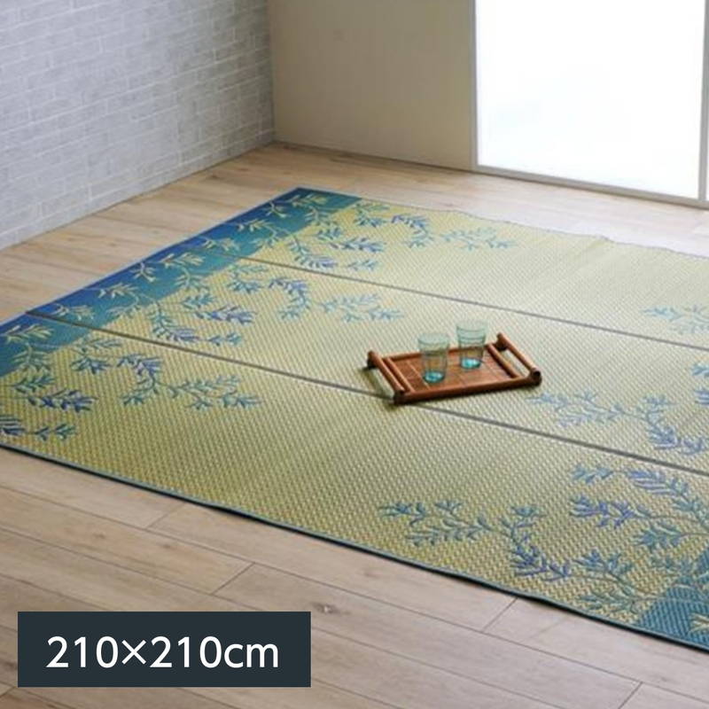 【6月29日16時迄★尖んがり10倍★】い草引っ敷き 引っ敷き 床材 DXラテール 210×210糎 岩礁柄 上滑り打ち切り付き添い人 熊本県産い草当て嵌める 日本製