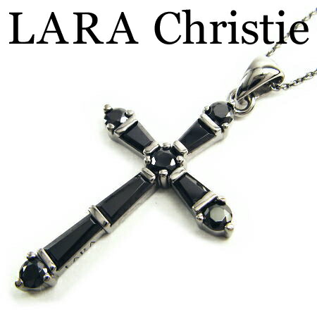 LARA Christie ララクリスティー ホーリークロスネックレス 黒いこと メンズ 首飾り ブラックキュービックジルコニア しろがね色925 P0025-B